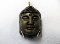 Mặt Phật Tổ đá màu đen bọc bạc dài  4 rộng 2,6 cm