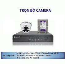 Trọn bộ 1 camera Analog VANTECH VT-3118A, 01 Đầu ghi VT-4800S, 01 Ổ cứng WD 500GB