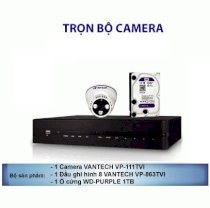 Trọn bộ 1 camera HDTVI VANTECH VP-111TVI, 01 Đầu ghi VP-863TVI, 01 Ổ cứng WD 1TB
