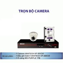 Trọn bộ 01 camera HDCVI VANTECH VP-101CVI, 01 Đầu ghi VP-850CVI, 01 Ổ cứng WD 1Tb