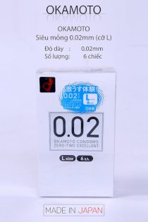 Bao cao su okamoto  siêu mỏng 0.02mm  (cỡ l)