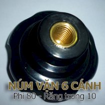 Núm vặn 6 cánh Doti Ø80 - Răng trong 10 mm