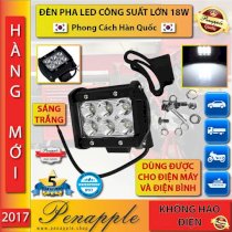 ĐÈN PHA LED 18W VUÔNG CHO XE MÁY MÔ TÔ PHÂN KHỐI LỚN 18W Light-square