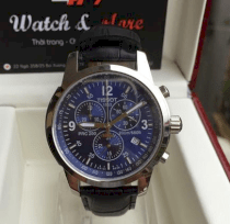 Đồng hồ Tissot Prc 6 kim da mặt xanh