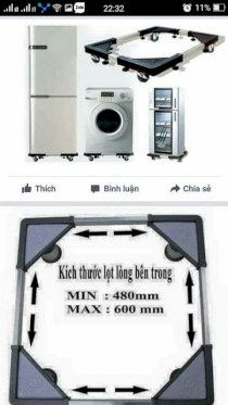 Chân kê tủ lạnh, máy giặt 46 - 62 cm