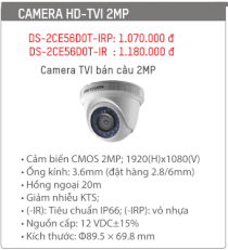 Camera dom chuẩn hd 2.0 megapixel hikvision 2ce56d0t