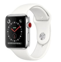 Đồng hồ thông minh Apple Watch Series 3 42mm Stainless Steel Case with Soft White Sport Band