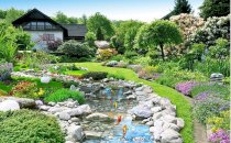 Gạch tranh 3D phong cảnh sân vườn