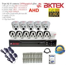 Trọn bộ 11 camera quan sát AHD BKTEK 2.0 Megapixel BKT-101AHD 2.0-11