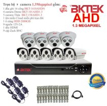 Trọn bộ 9 camera quan sát AHD BKTEK 1.3 Megapixel BKT-101AHD1.3-9