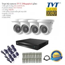 Trọn bộ 4 camera quan sát TVT 2 Megapixel TD-7520AS-4 Full HD1080