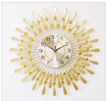 Đồng hồ treo tường hình chiếc lá và giọt sương vàng (size lớn 90 cm)