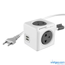 Ổ cắm điện  Allocacoc PowerCube Extended 2 Sạc USB - Xám (3m)