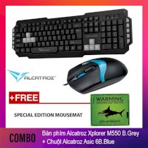 Combo Bàn phím có dây Alcatroz Xplorer M550 B.Grey + Chuột có dây Alcatroz Asic 6 B.Blue