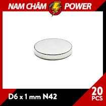 Set 20 viên Nam châm vĩnh cửu Neodymium đất hiếm ((NdFeb, D6 x 1mm )