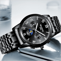 Đồng hồ nam dây thép đen WLISTH - 022