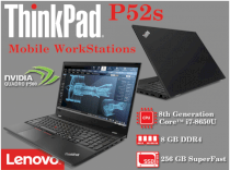 Lenovo P52S i7-8650u / 8GB / SSD 256GB / LCD 15.6" Full HD/VGA NVIDIA Quadro P500