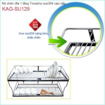 Kệ úp chén dĩa 2 tầng 900, kệ chén dĩa inox 304  Tovashu KAG-SU129