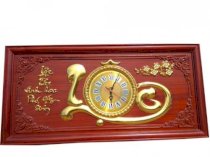 Đồng hồ gỗ chữ Lộc thếp vàng Văn Sáu ĐH-12