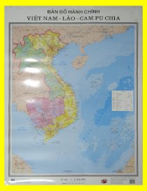 Bản đồ hành chính Việt Nam - Lào - Campuchia - Khổ A0 -  Tờ rời