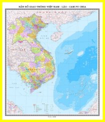 Bản đồ hành chính Việt Nam - Lào - Campuchia - Khổ 6A0 - Tờ rời
