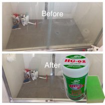 Bột tẩy mốc cặn phèn canxi trên buồng tắm kính -HG-02 hard-water-stain-remover shower 400gr
