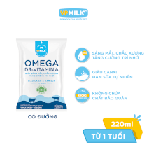 [Thùng 48 bịch 220ml] Sữa Dinh Dưỡng Tiệt Trùng VPMilk Omega Có Đường Cho Bé Từ 1 Tuổi