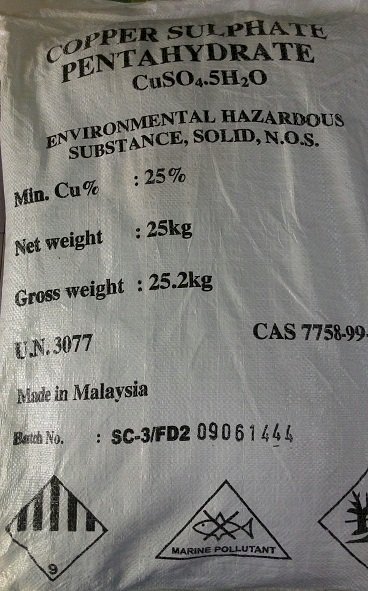 Đồng sunphat CuSO4 25% (25kg/ bao)