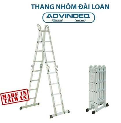 Thang nhôm gấp đa năng 2 đoạn khóa tự động Advindeq B2-125