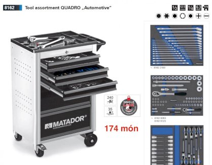 Tủ đựng đồ nghề 6 ngăn Quadro Automotive Matador 8162 9511 (Bao gồm 174 món)