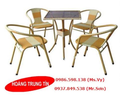 Bộ bàn ghế nhựa giả mây HTT-202