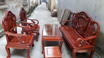 Bộ bàn ghế guột gỗ nhãn phun PU Đồ gỗ Đỗ Mạnh DM11
