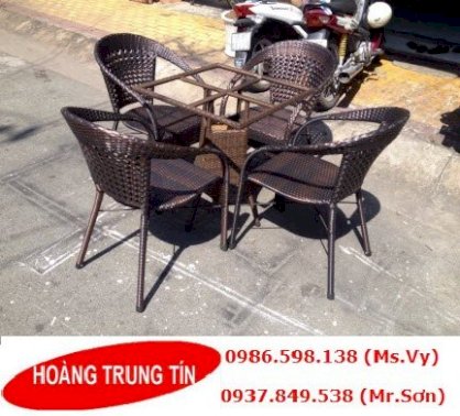 Bộ bàn ghế cafe nhựa giả mây HTT-0031