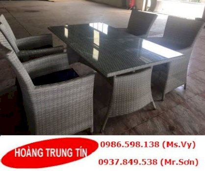 Bộ bàn ghế cafe nhựa giả mây HTT-0085