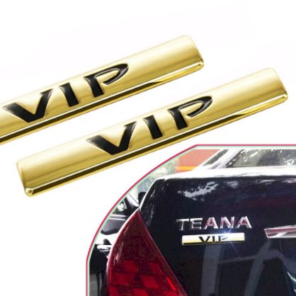 Tem logo nổi chữ VIP dán trang trí xe vàng