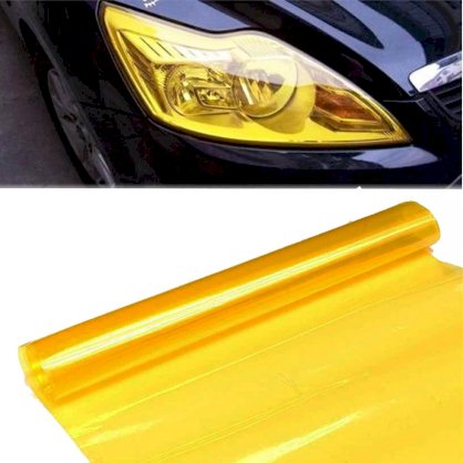 Decal dán đổi màu đèn ô tô xe máy màu vàng (120 X 30CM)