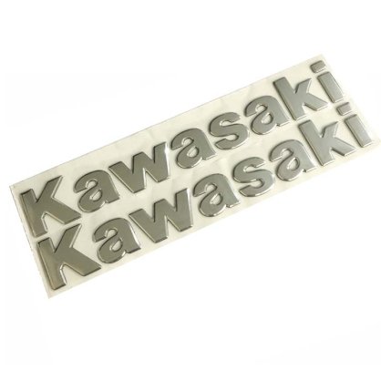 Tem chữ nổi Kawasaki dán trang trí xe 18*2.5CM (xám)