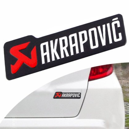 Tem logo nổi Akrapovic dán trang trí xe