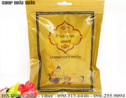 Miếng dán thải độc bàn chân Lanna Foot Patch Thái Lan - HX1708