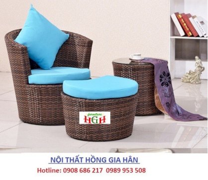 Bàn ghế sân vườn mây nhựa Hồng Gia Hân HGH526