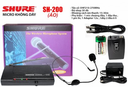 Micro karaoke không dây Shure SH-200 cài áo