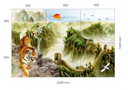 Gạch tranh trường thành con hổ 1600x2400