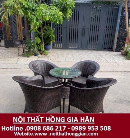 Bàn ghế cafe mây nhựa Hồng Gia Hân K79