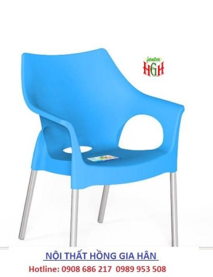 Ghế cà phê thân nhựa đúc chân inox HGH2711 -- xanh dương