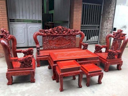 Bộ bàn ghế rồng mai gỗ hương đỏ nam phi Đồ gỗ Đỗ Mạnh