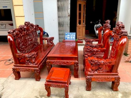 Bộ bàn ghế nghê đỉnh gỗ hương đỏ nam phi - Đồ gỗ Đỗ Mạnh