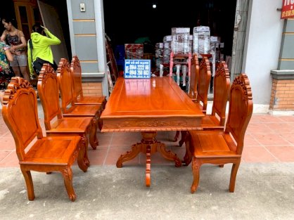 Bộ bàn ghế ăn gỗ gõ đỏ - Đồ gỗ Đỗ Mạnh