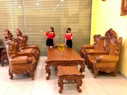 Bộ sofa hoàng gia cổ điển 6 món tựa liền VIP BBG3533 - Đồ gỗ Sơn Đông