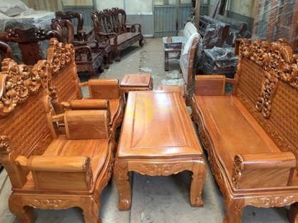 Bộ bàn ghế kiểu hoàng gia,gỗ gõ đỏ 6 món-BBG343