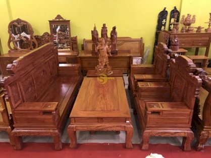 Bộ bàn ghế triện tranh gỗ hương – BBG926